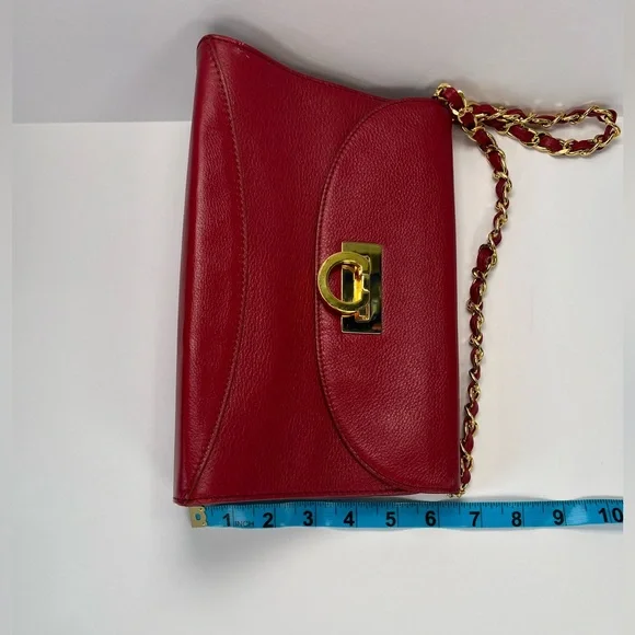Kate Landry Shoulder Bag w/ Chain Strap - red/gold - Picture 12 of 15
